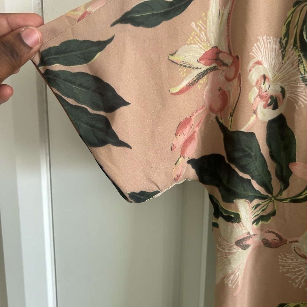 Aritzia Babaton Pink Green Floral Wrap Dress S - Picture 5 of 11
